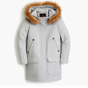 J.Crew Stadium Cloth Chateau Wool Gray Parka Coat Womens 0  Gray